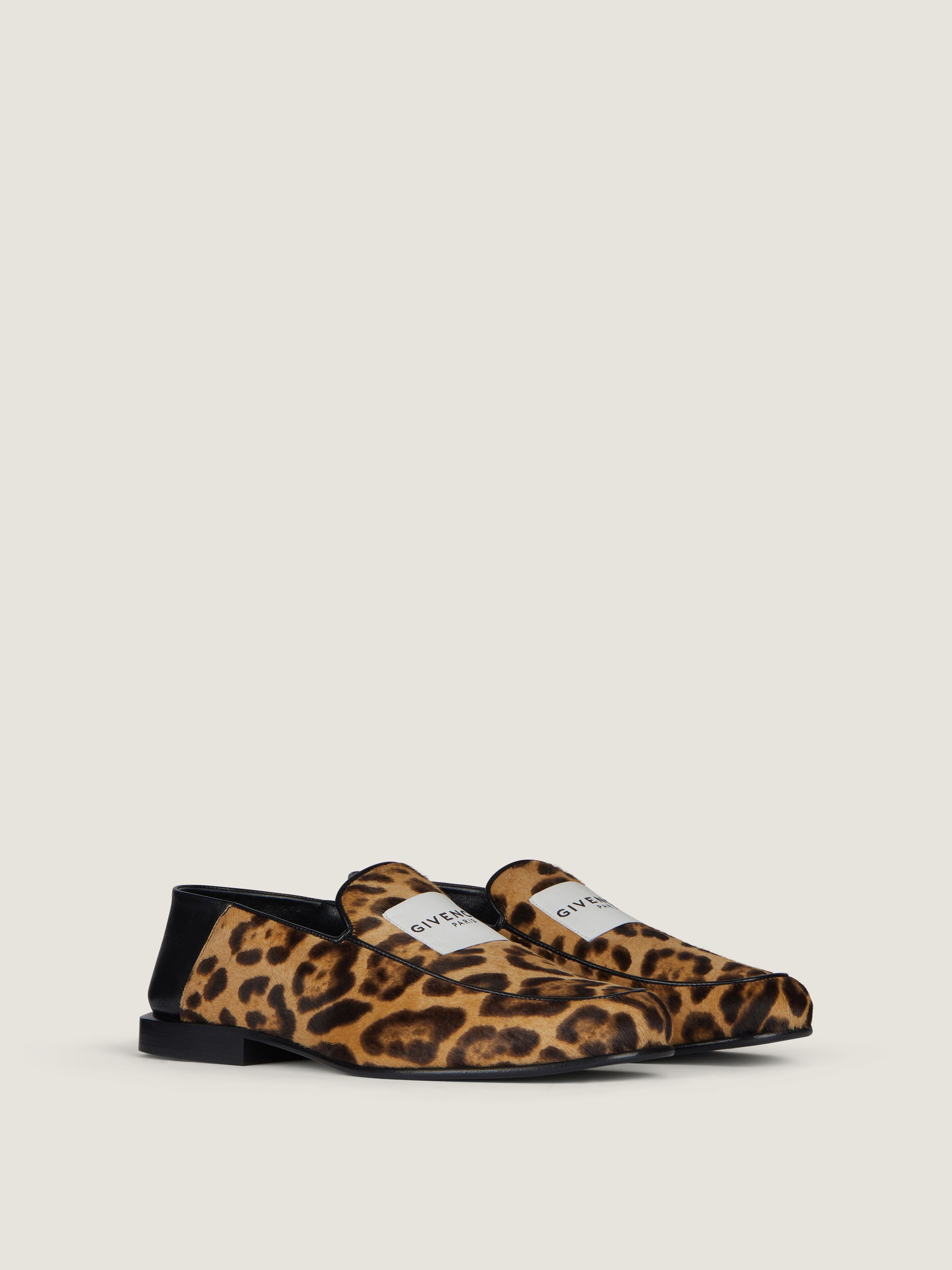Label loafers in pony effect leather with leopard pattern